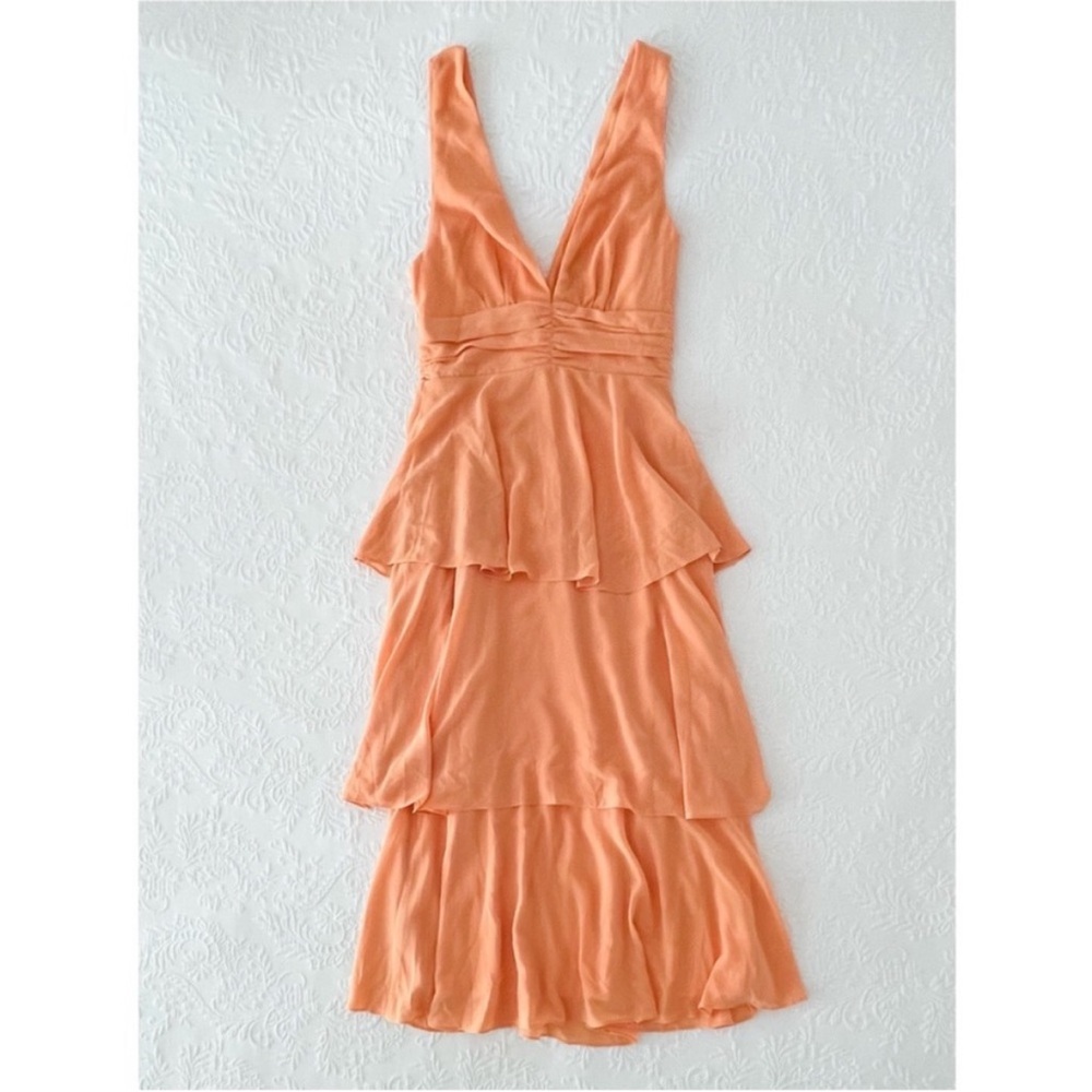 NWOT Lulus Celebration Time Light Orange Sleeveless Tiered Midi Dress Small - Picture 2 of 7